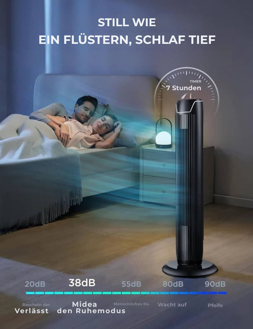 Midea - Schlanker Säulenventilator mit Fernbedienung