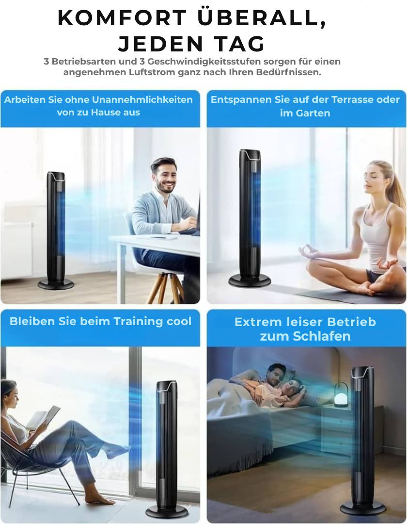 Midea - Schlanker Säulenventilator mit Fernbedienung