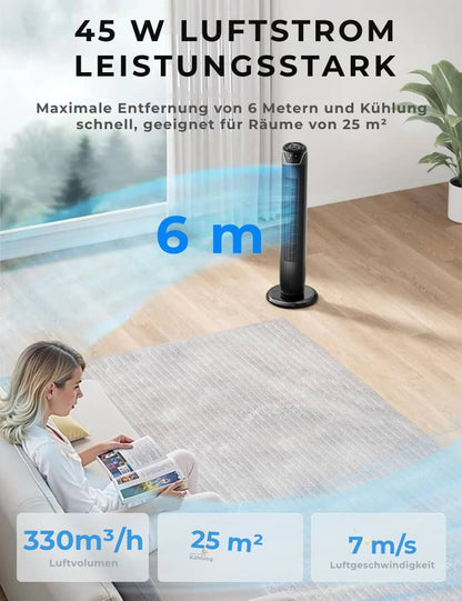 Midea - Schlanker Säulenventilator mit Fernbedienung