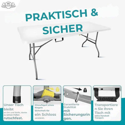 Klapptisch 180x74x74 cm Rechteckig Weiß