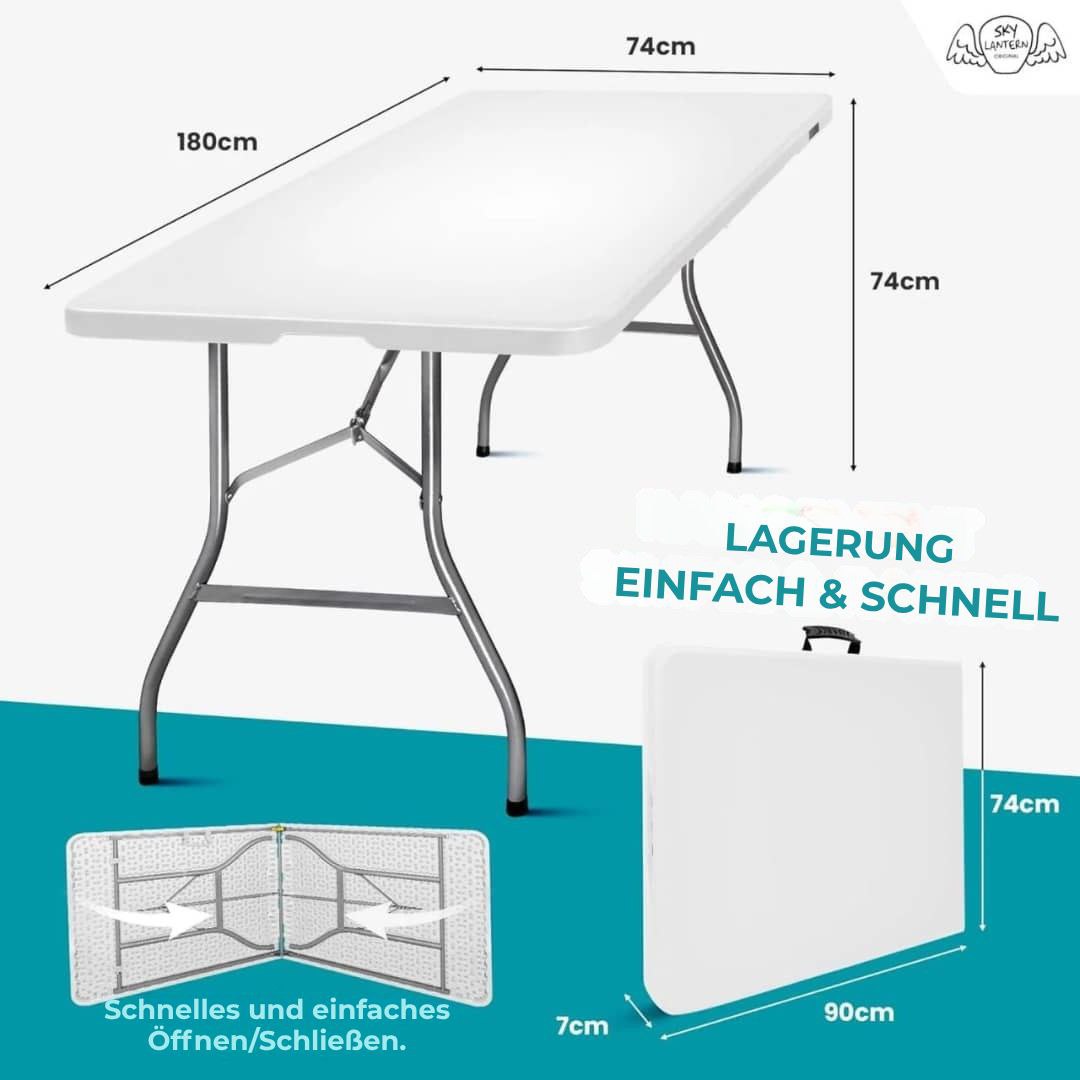 Klapptisch 180x74x74 cm Rechteckig Weiß