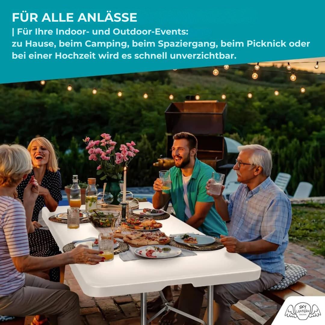 Klapptisch 180x74x74 cm Rechteckig Weiß