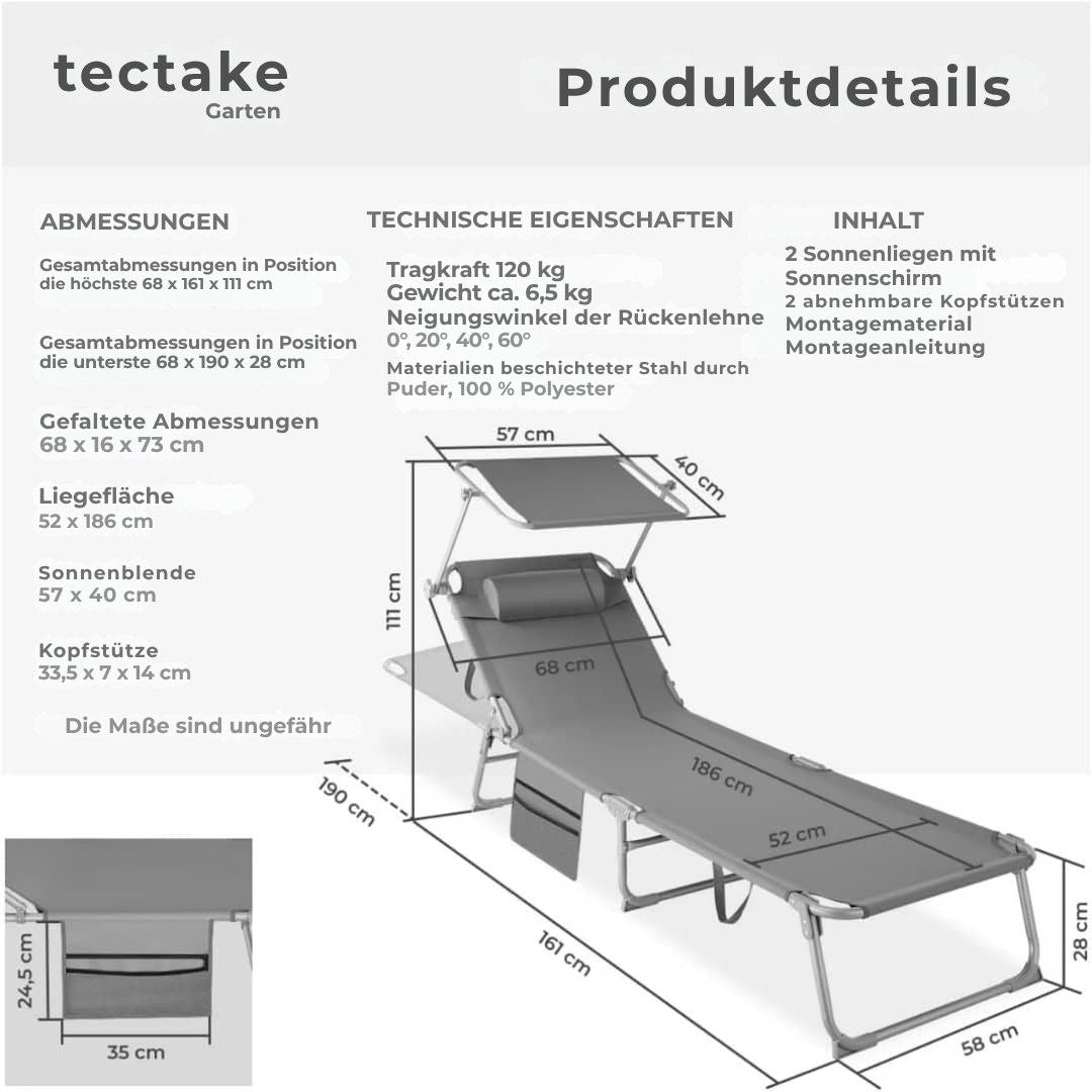 2er-Set neigbare Liegestühle