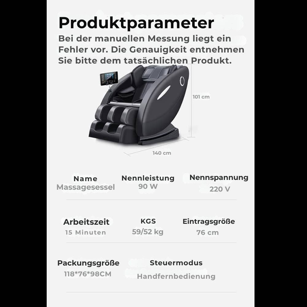 Massagestuhl A5 – Wärmetherapie, KI-Steuerung, Zero Gravity & Touchscreen