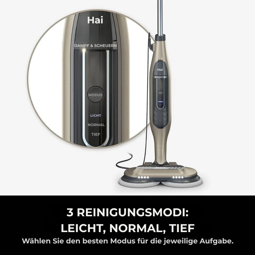 Shark® Dampf- & Scheuermopp – All-in-One mit LED, XL-Tank & 8 Pads