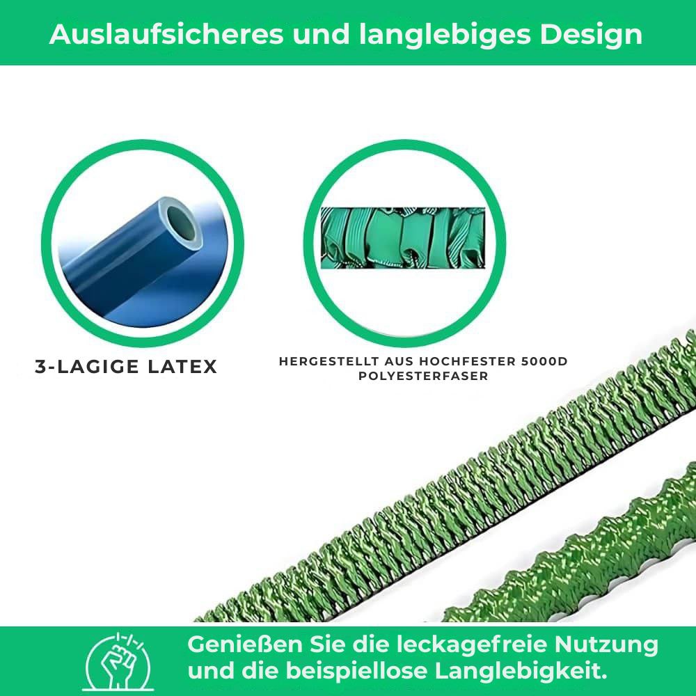 Aquaflex｜Ausziehbarer Gartenschlauch｜8 Hochdruck-Sprühmodi