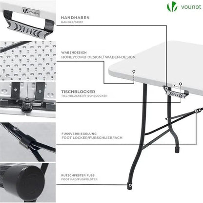 Set aus Klapptisch und 2 Bänken, weiß, 180 x 75 x 72 cm
